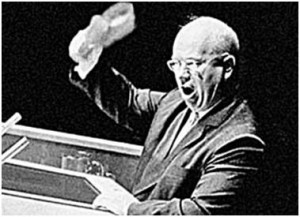 Premier Kruschev at the U.N. in 1960. As the years go by it becomes harder to remember exactly why we were worried about these guys...