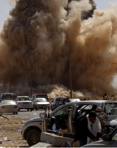 The Libyan Air Force bombing Ras Lanuf.