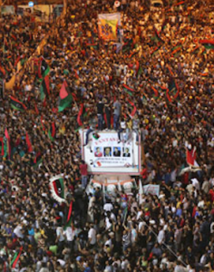 Libyans celebrate the liberation of Tripoli.
